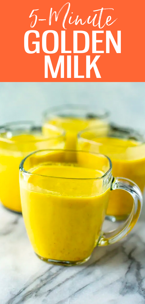 This healing Golden Milk is ready in just 5 minutes - all you need to make this turmeric latte is milk, turmeric, cinnamon and ginger. #goldendrink #turmericlatte