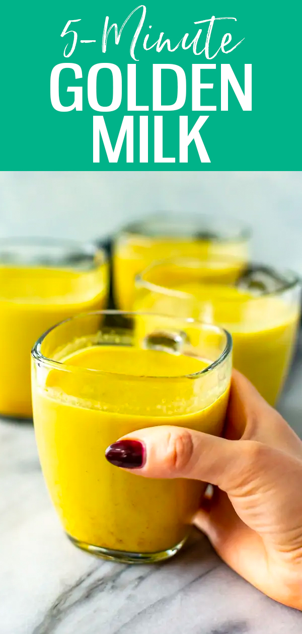 This healing Golden Milk is ready in just 5 minutes - all you need to make this turmeric latte is milk, turmeric, cinnamon and ginger. #goldendrink #turmericlatte