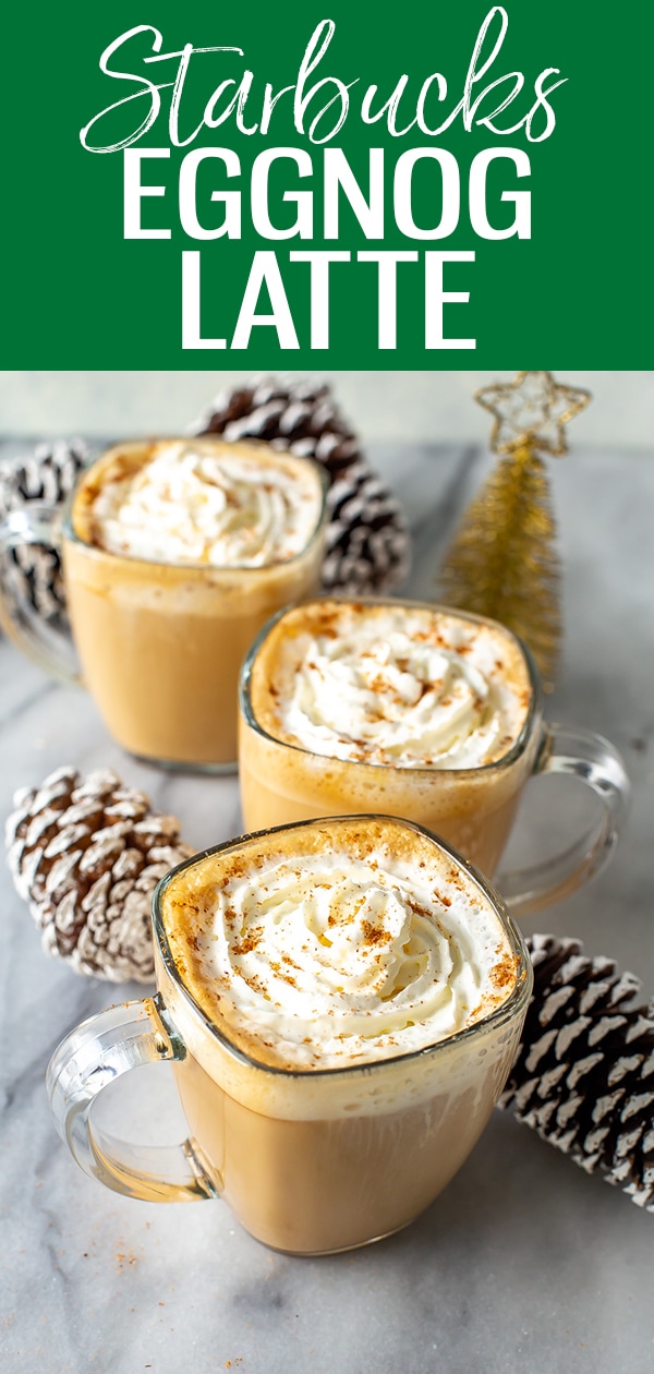 This Starbucks Eggnog Latte is the perfect copycat holiday favourite made with steamed eggnog and espresso, then topped with nutmeg. #starbucks #eggnoglatte