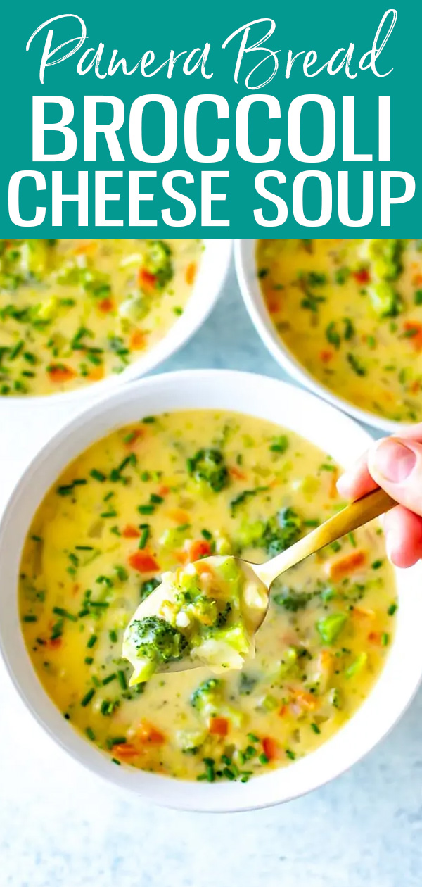 This Panera Broccoli Cheddar Soup is a perfect copycat. It’s a delicious and creamy soup with less calories – it’s freezer-friendly, too! #panerabread #broccolicheesesoup