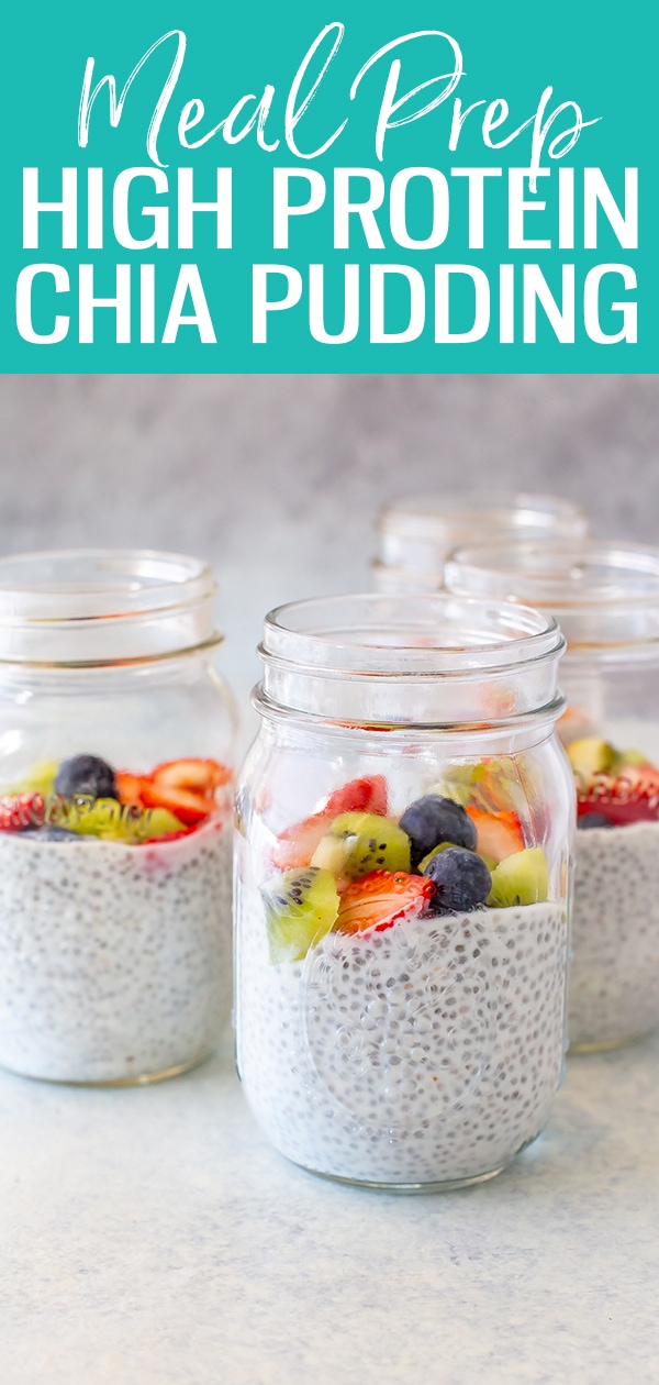 This creamy chia pudding is super high in protein and comes together with just four ingredients: chia seeds, milk, Greek yogurt & honey! #mealprep #chiapudding