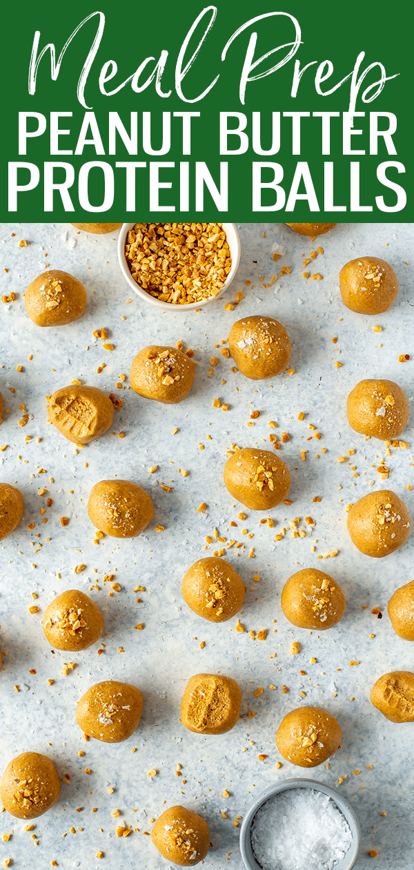 These 3-Ingredient Peanut Butter Protein Balls are the perfect protein packed snack - all you need is oats, nut butter and protein powder! #peanutbutter #proteinballs