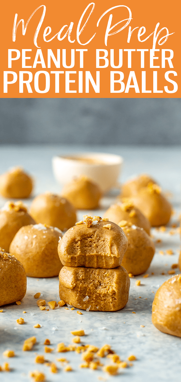 These 3-Ingredient Peanut Butter Protein Balls are the perfect protein packed snack - all you need is oats, nut butter and protein powder! #peanutbutter #proteinballs