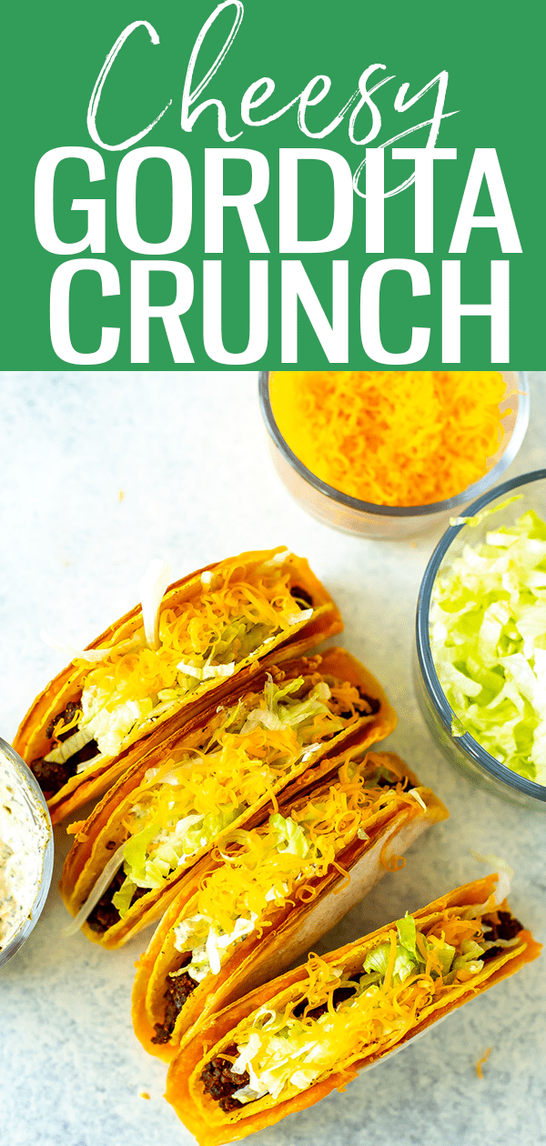 This is the perfect Cheesy Gordita Crunch Copycat Recipe, just like the one found at Taco Bell! It's a hard shell taco wrapped in flatbread stuffed with cheese. #cheesygorditacrunch #tacobell