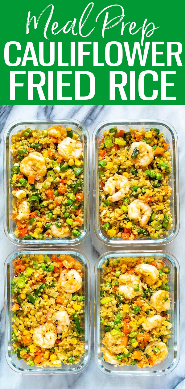 This is the Best Cauliflower Fried Rice! The low carb dish is ready in 15 minutes thanks to frozen veggies and pre-chopped cauliflower rice. #cauliflower #friedrice #lowcarb