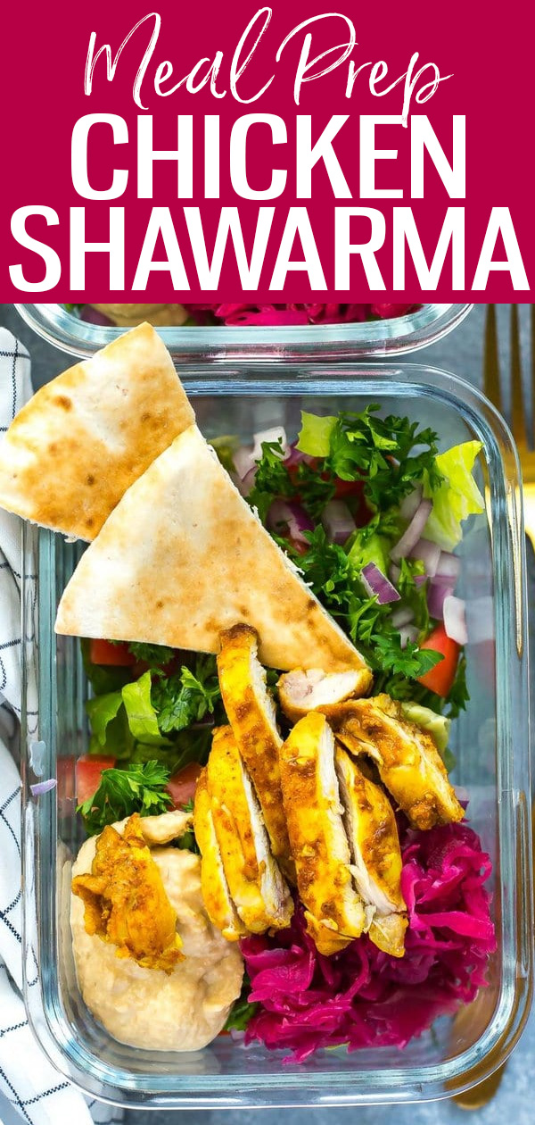 These Chicken Shawarma Meal Prep Bowls are great for your weekly lunches, with a homemade shawarma seasoning that’s made of pantry staples. #chickenshawarma #mealprep