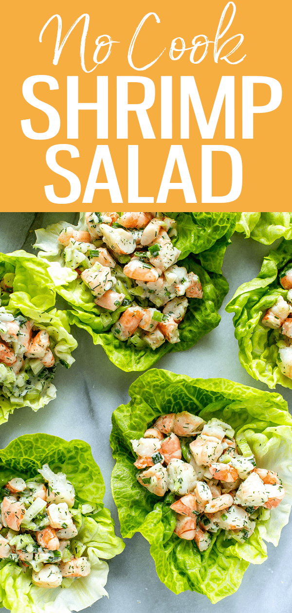 This Shrimp Salad is the BEST no cook dinner idea for summer - turn it into a pasta salad or serve in brioche rolls for a filling meal. #shrimpsalad #nocook