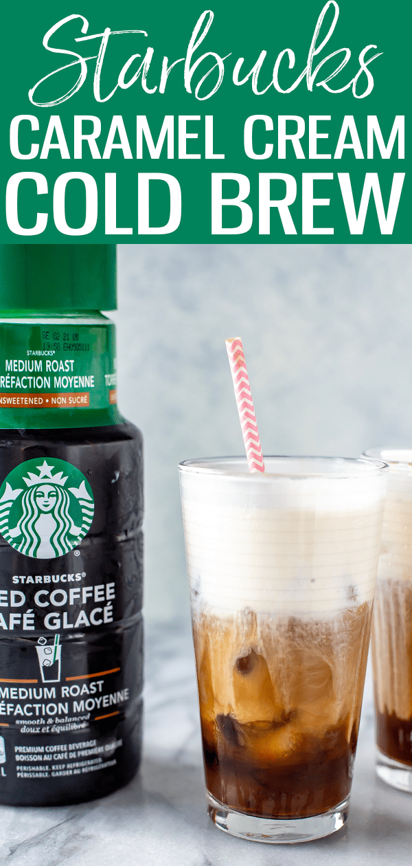 This Salted Caramel Cream Cold Brew is a perfect Starbucks copycat. This iced coffee with caramel and salted cold foam is the perfect treat! #coldbrew #starbuckscopycat
