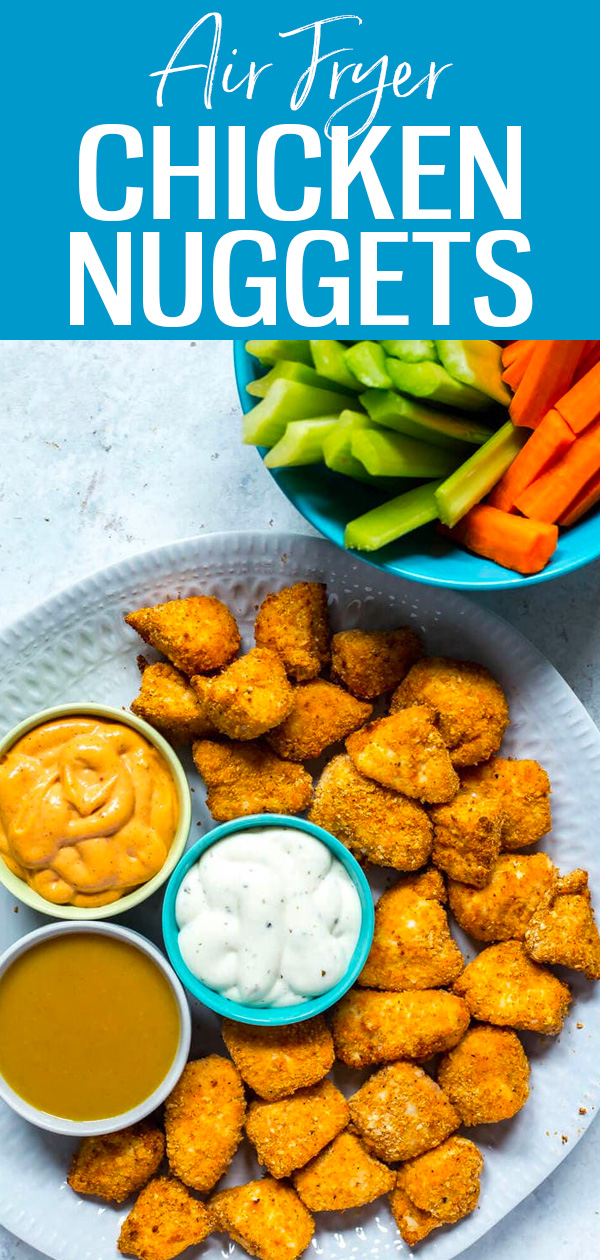 These homemade Air Fryer Chicken Nuggets are a delicious, healthy way to enjoy fast food at home without the guilt - you can freeze them, too! #airfryer #chickennuggets