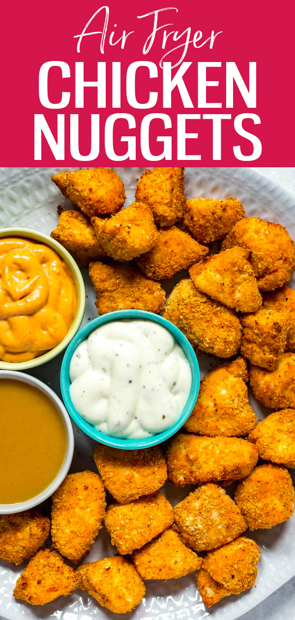 These homemade Air Fryer Chicken Nuggets are a delicious, healthy way to enjoy fast food at home without the guilt - you can freeze them, too! #airfryer #chickennuggets