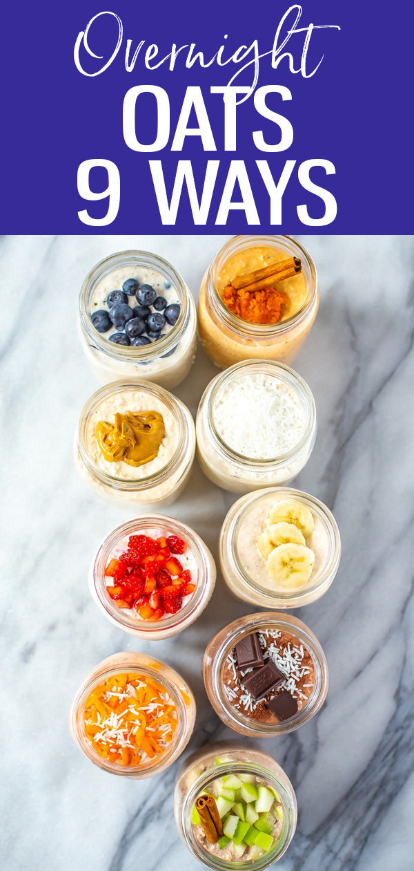 These Overnight Oats recipes are perfect for busy mornings when you don't have time for breakfast - try these 9 recipes to get started!  #overnightoats #masonjar #mealprep