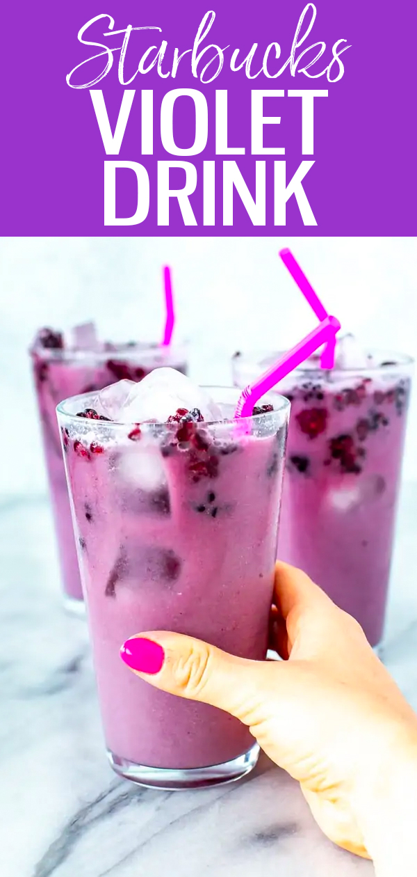 This Starbucks Violet Drink recipe is the PERFECT copycat, & comes together with 3 ingredients: hibiscus tea, berry juice & coconut milk. #violetdrink #starbuckscopycat
