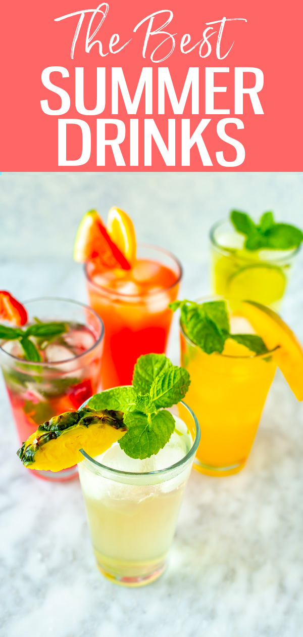 Honeydew mojitos, watermelon lemonade, pineapple coconut water coolers, mango iced tea & strawberry basil fizz are the best summer drinks! #summerdrinks #summercocktails