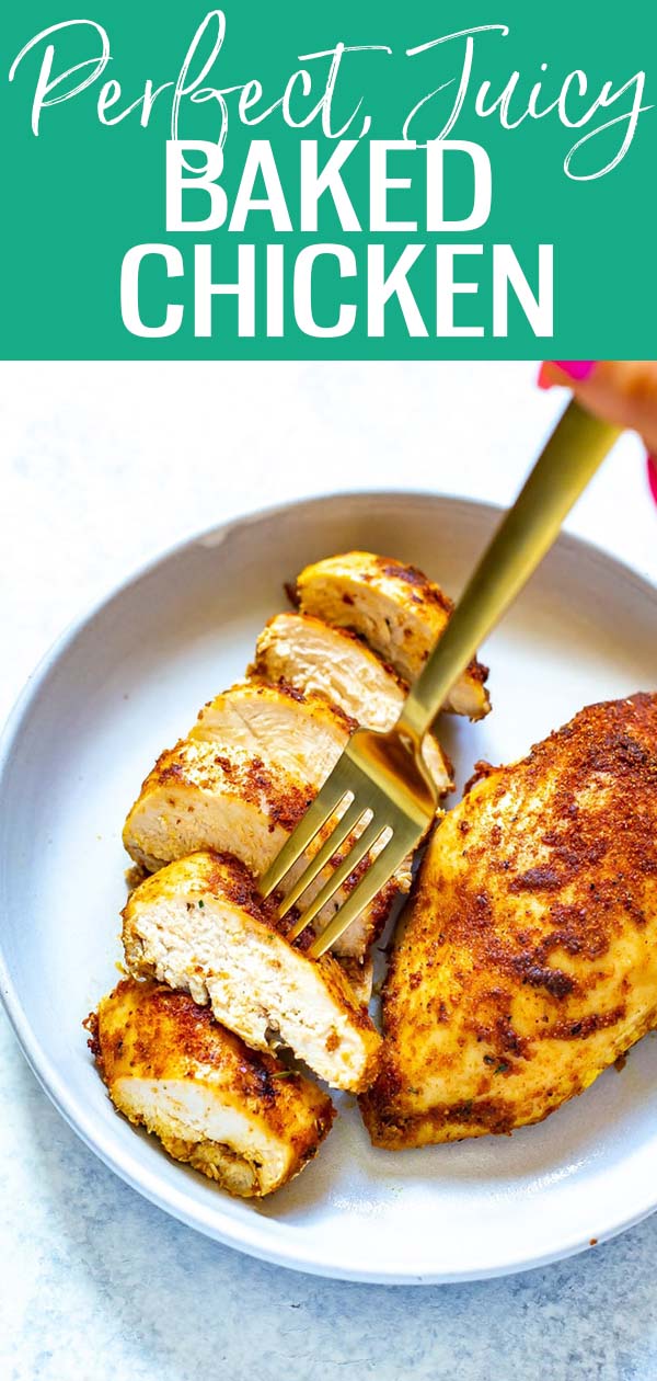 This is the only Baked Chicken Breast recipe you'll ever need - the chicken is juicy, and you'll never get bored of my 6 seasoning combos! #chickenbreast #bakedchicken