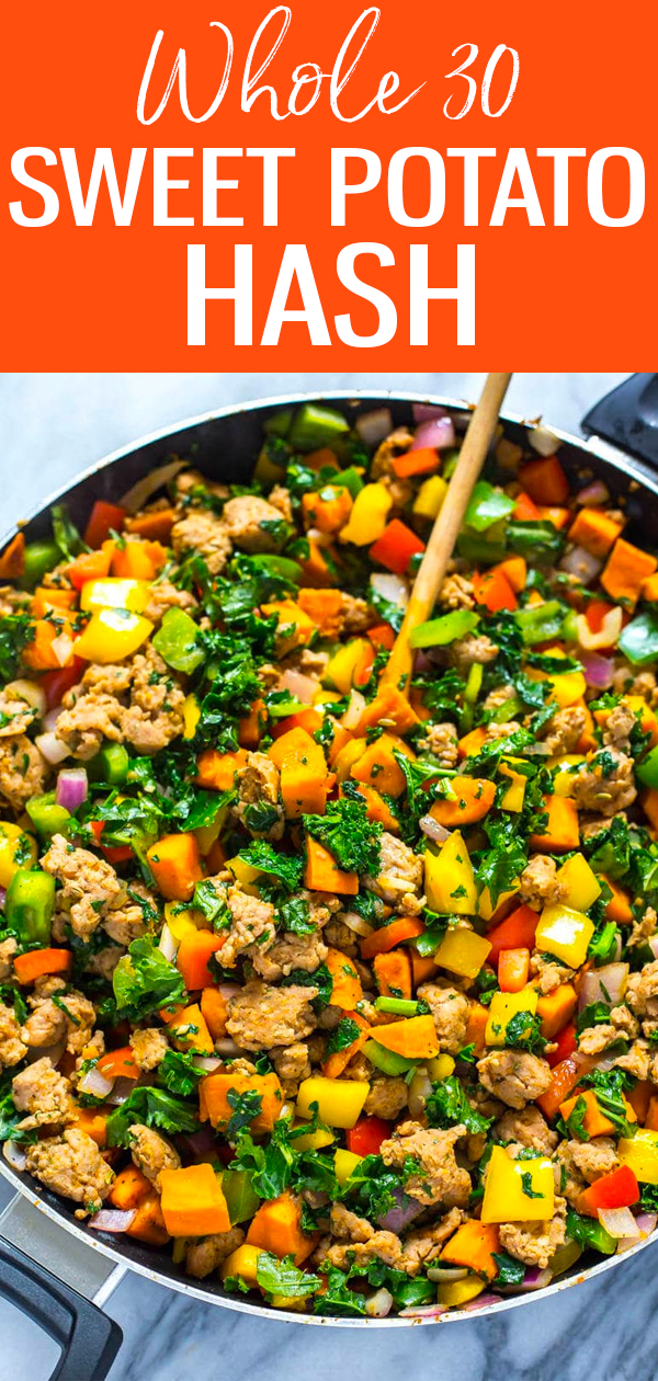 This Sweet Potato Breakfast Hash is a savoury breakfast option you can meal prep for busy weekdays – plus, it’s Whole 30 friendly! #whole30 #sweetpotatohash
