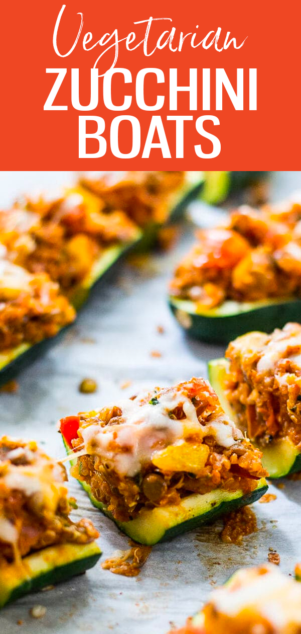 These easy Vegetarian Stuffed Zucchini Boats are the perfect appetizer to serve even the pickiest crowd - they're gluten-free and vegetarian! #zucchiniboats #lowcarb