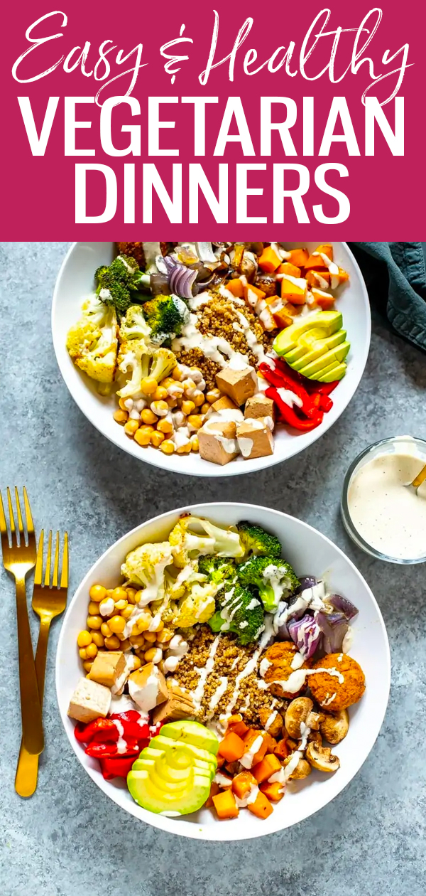 These Healthy Vegetarian Meals are the tastiest way to eat more veggies - you'll want to make them all the time, Meatless Mondays or not! #vegetarian #vegetarianmeals