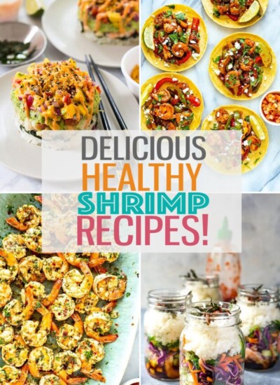 collage of healthy shrimp recipes