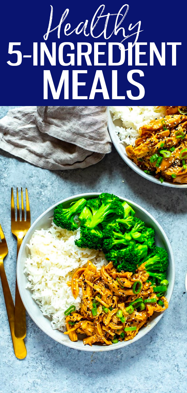 These healthy meals come together with 5 ingredients or less - cut down on your grocery bill with these quick and easy recipes! #5ingredients #healthyrecipes