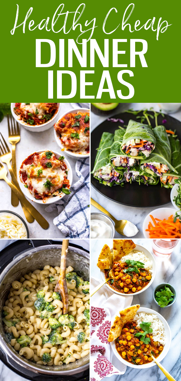 These cheap and easy dinner ideas prove that you can eat healthy on a budget - they can all be made for around $10 or less! #budgetrecipes #healthyonabudget