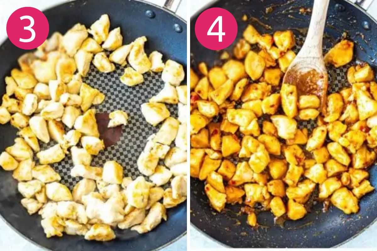 Steps 3 and 4 for making PF Chang's spicy chicken