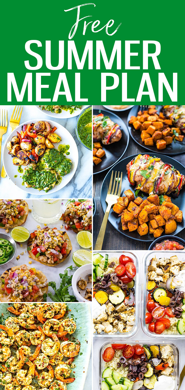 Try this free Summer Meal Prep Plan - these light dinners come together super quickly since you can prep the ingredients ahead of time! #mealplan #summerrecipes #mealprep