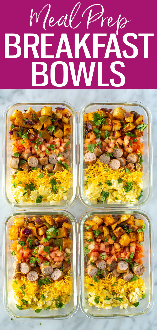 These delicious Breakfast Bowls are a hearty breakfast idea that can be reheated in the microwave - they're perfect for meal prep!  #mealprep #breakfastbowls