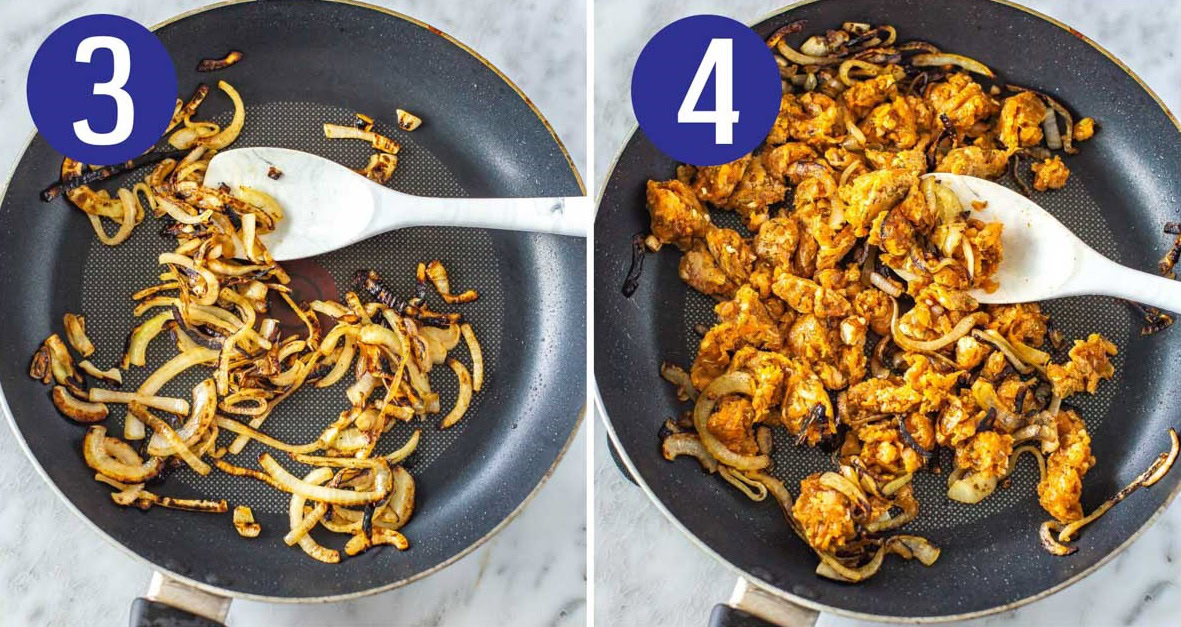 Steps 3 and 4 for making stuffed pumpkins