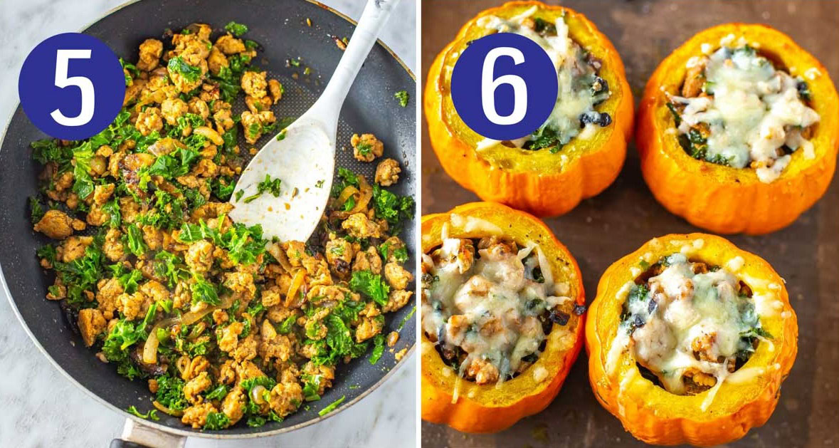 Steps 5 and 6 for making stuffed pumpkins
