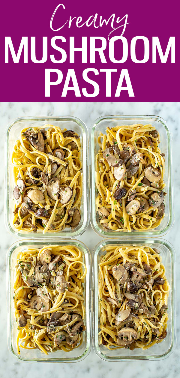 This Creamy Mushroom Pasta is a one pot wonder! It's an easy vegetarian dinner with the perfect parmesan cream sauce. #mushroompasta #onepot
