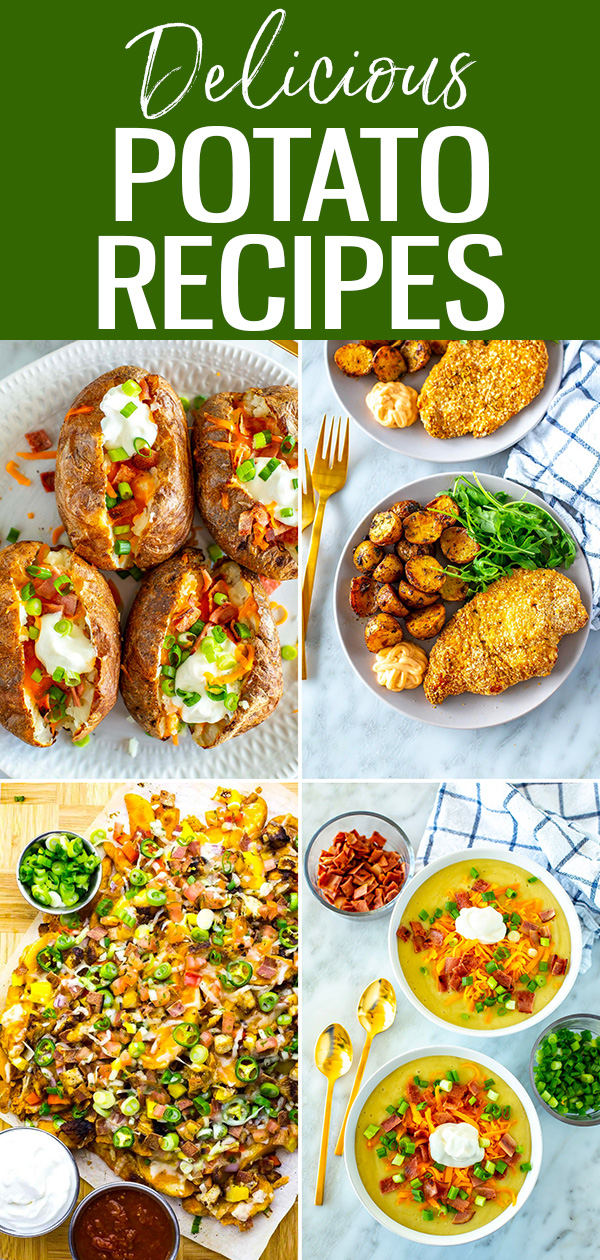 These Potato Recipes are a great way to use up any spuds you have lying around! Make everything from loaded fries to a crockpot soup. #potatoes