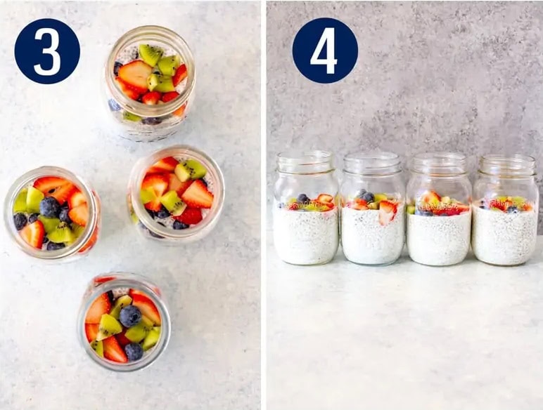 Steps 3 and 4 for making chia pudding