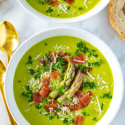 A bowl of asparagus soup.