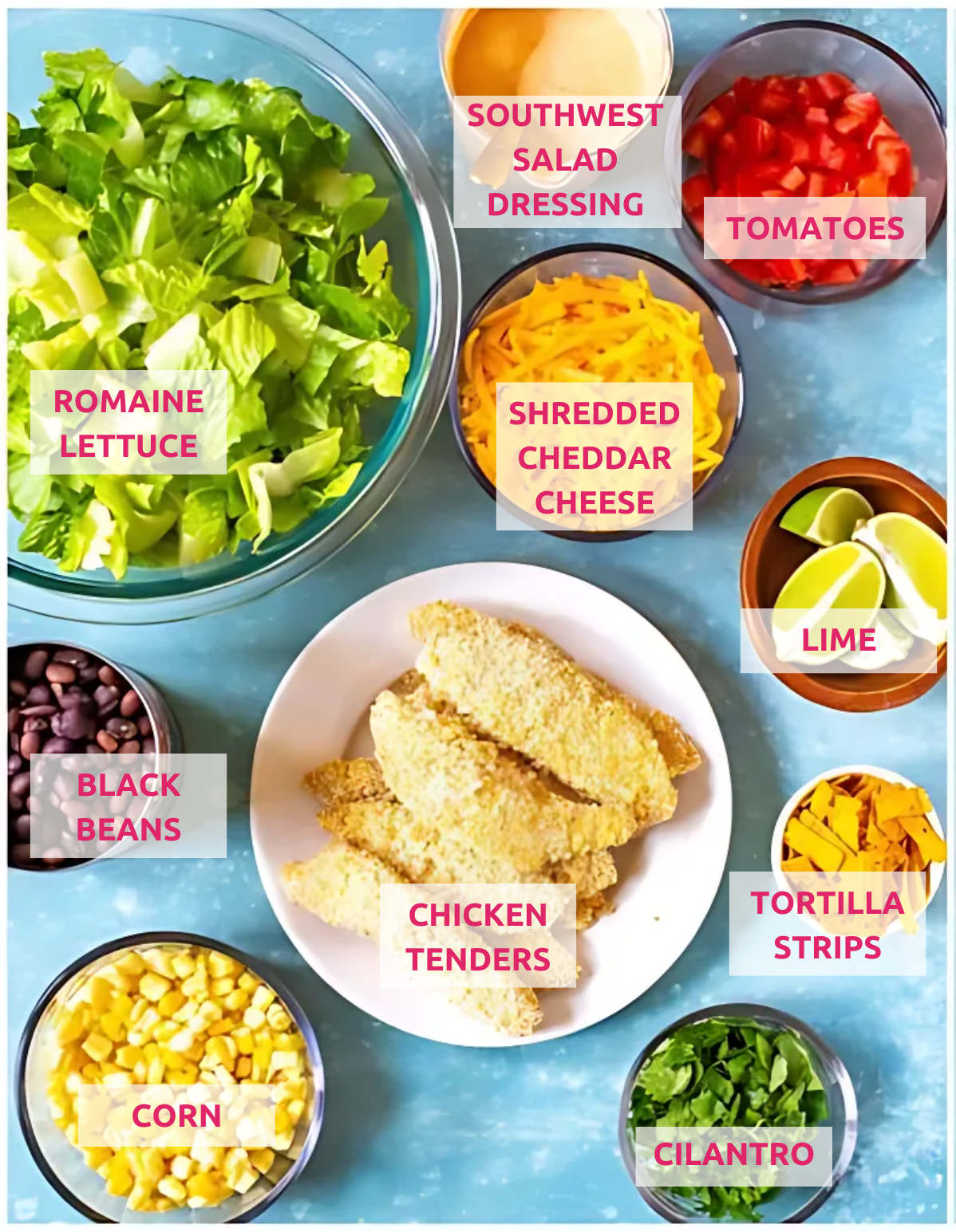 Ingredients for making McDonald's Southwest Salad