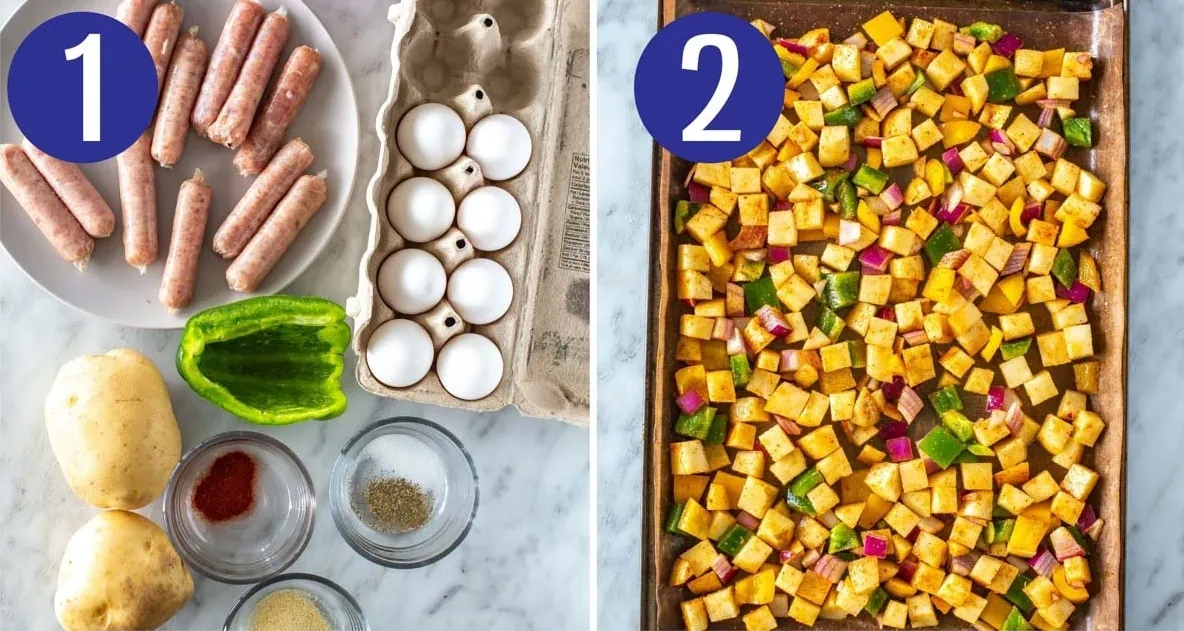 Steps 1 and 2 for making a breakfast bowl