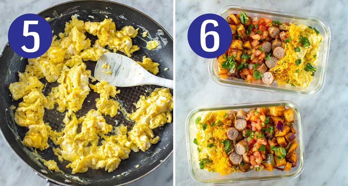 Steps 5 and 6 for making a breakfast bowl