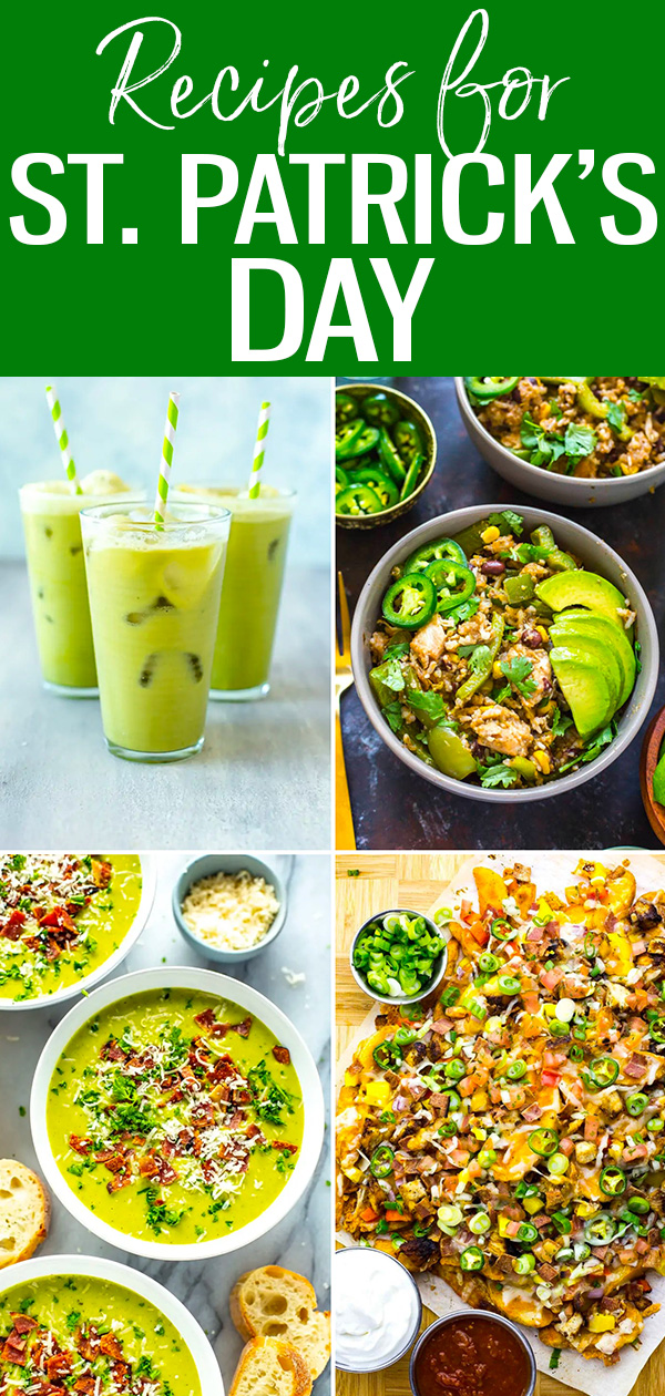 Celebrate St. Patrick's Day with these fun green recipes! These yummy meals, treats and drinks are perfect for the Irish holiday. #stpatricksday #recipes
