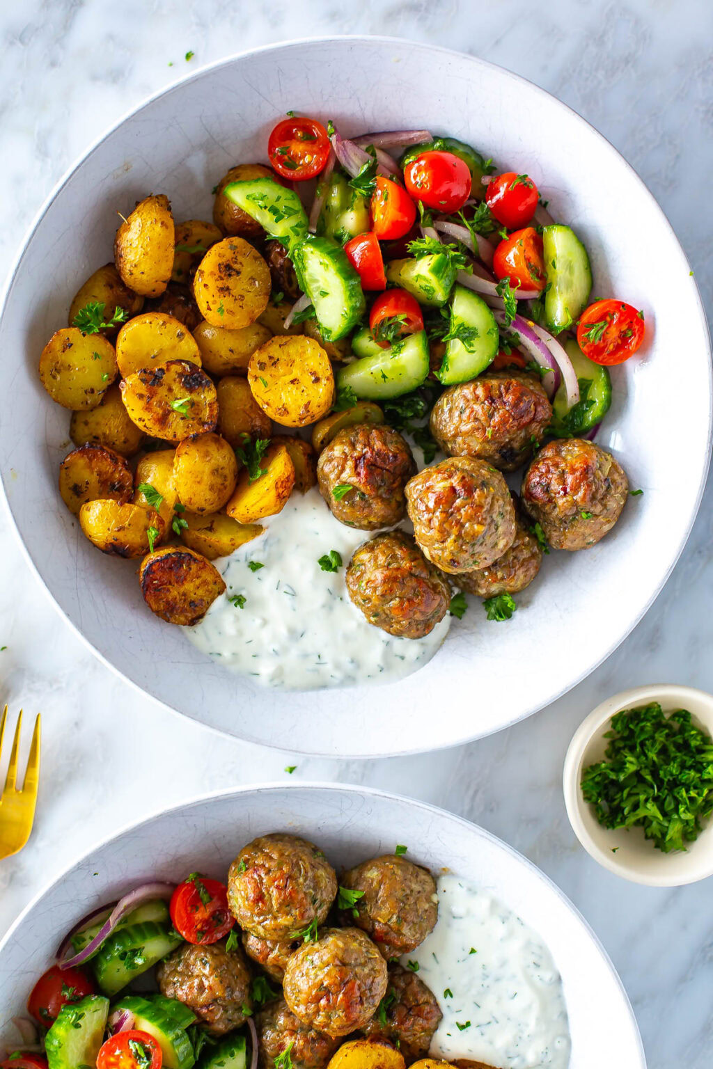 Baked Greek Meatballs with Tzatziki The Girl on Bloor