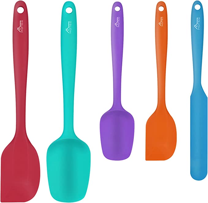 A set of silicone spatulas in different shapes and sizes.