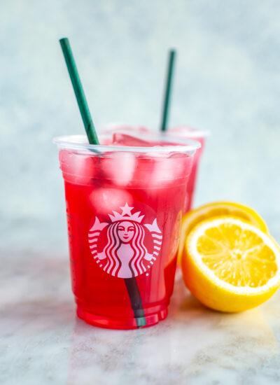 A cup of homemade Starbucks passion tea lemonade.