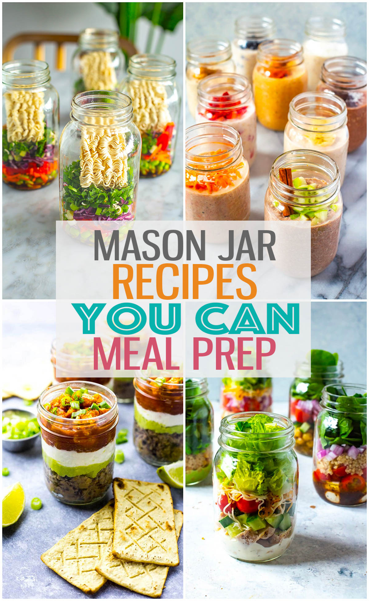 A collage of four different mason jar recipes with the text 