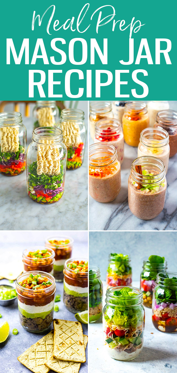 These Mason Jar Recipes are perfect for meal prep! Make everything from overnight oat jars and smoothies to soups and salads. #masonjar #mealprep
