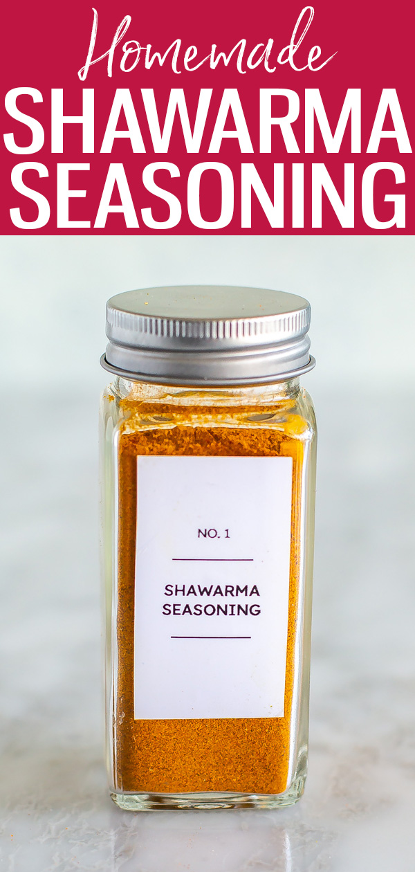 This easy shawarma spice blend is made out of turmeric, coriander and other spices you have at home. Use it for chicken recipes and more! #shawarmaseasoning #spiceblend