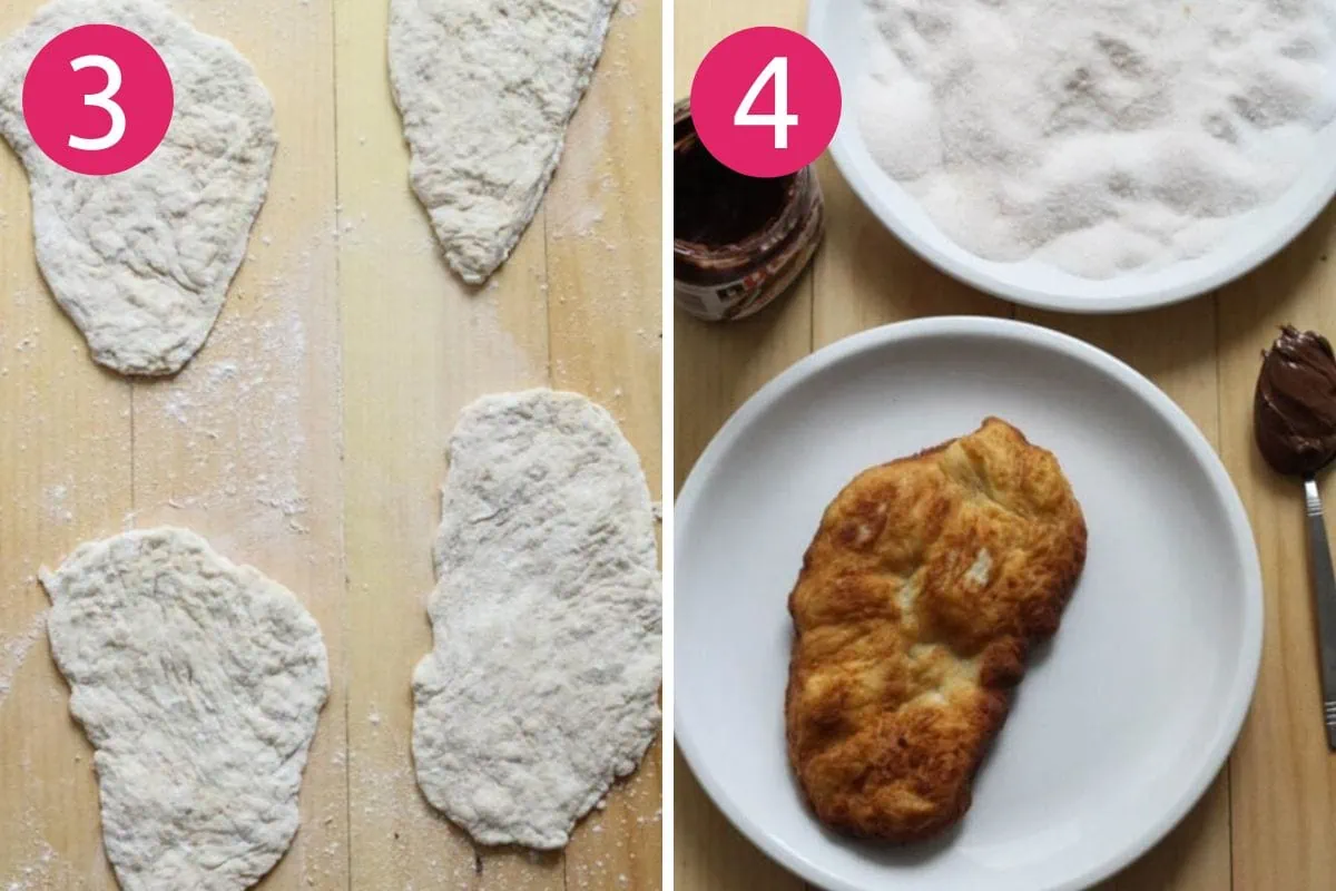 Steps 3 and 4 for making homemade beaver tails