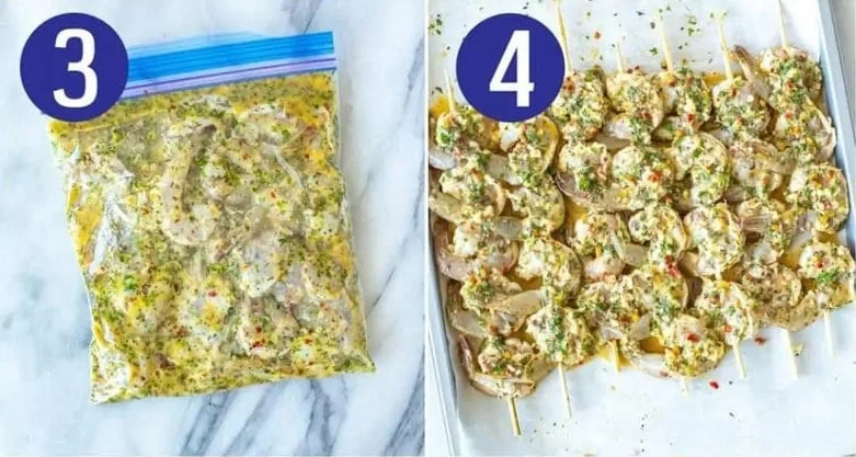 Steps 3 and 4 for making marinated shrimp