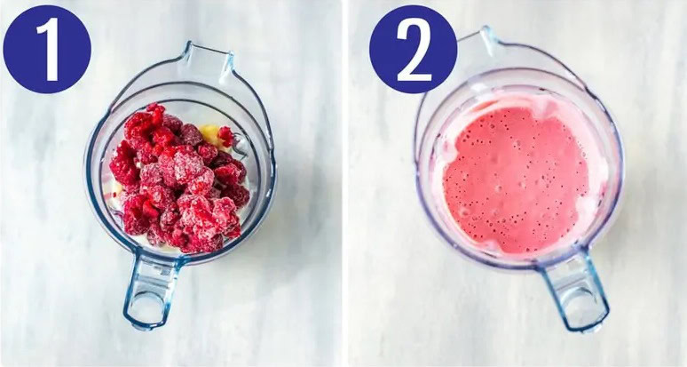 Steps 1 and 2 for making homemade frozen yogurt