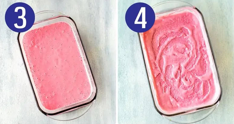 Steps 3 and 4 for making homemade frozen yogurt