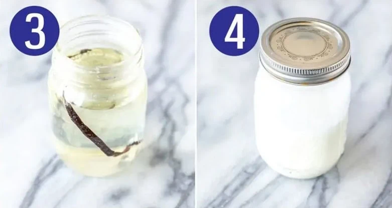 Steps 3 and 4 for making vanilla sweet cream cold brew