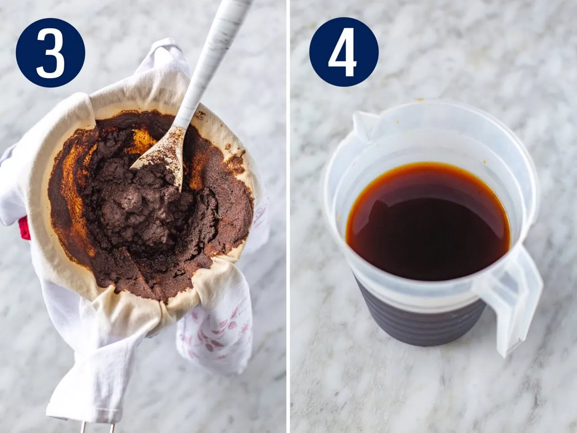 Steps 3 and 4 for making cold brew coffee