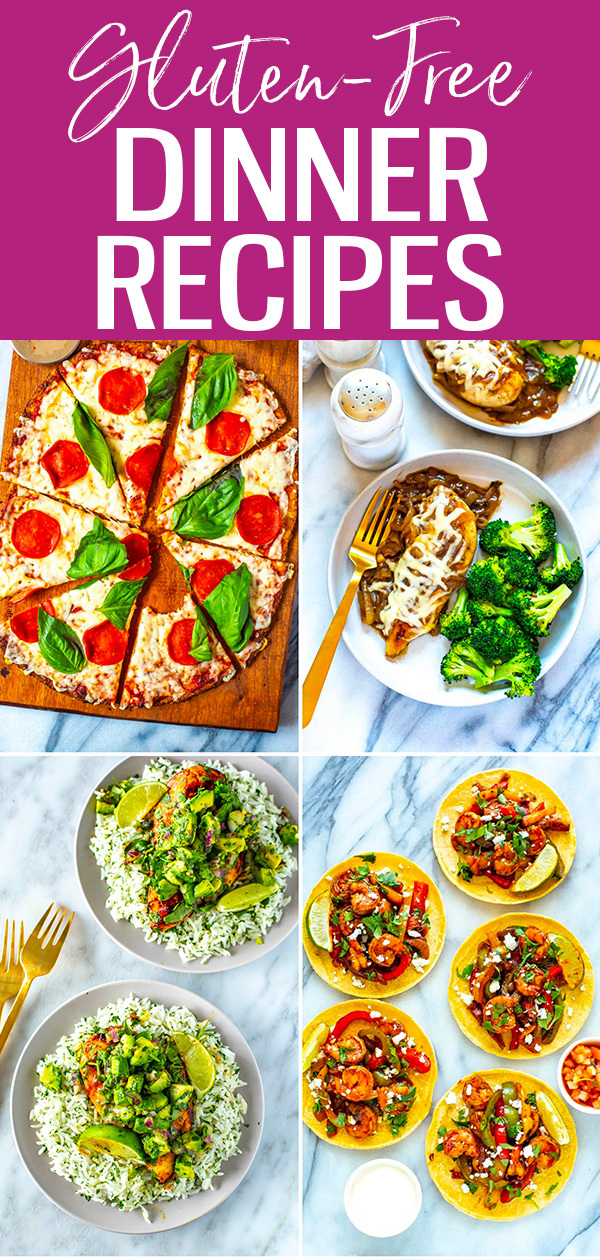 These gluten-free dinner recipes are so good! Try everything from low carb cauliflower crust pizza to healthy meal prep bowls. #glutenfree #dishes
